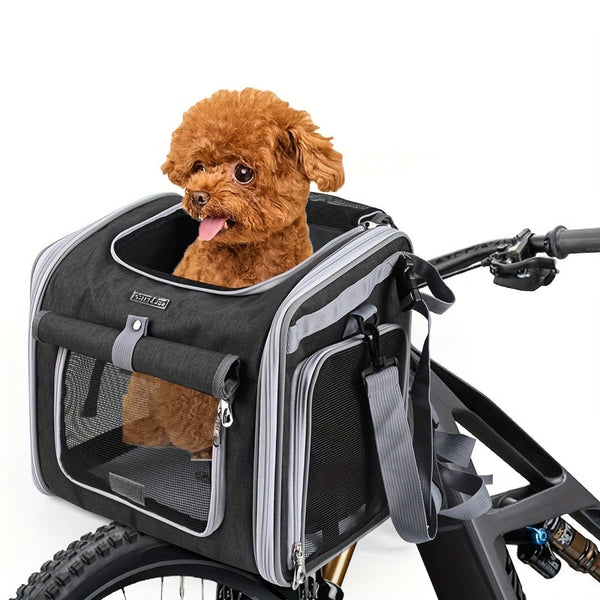Dog Bicycle Basket Front | Expandable Lightweight Carrier for Small Pets 0