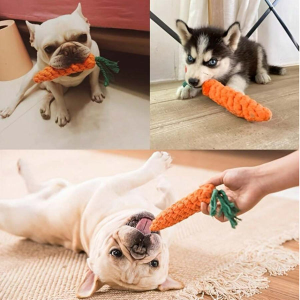 Dog Toy | High-Quality Cotton Rope Carrot Shape | Durable Chew Toy for Dental Health 0
