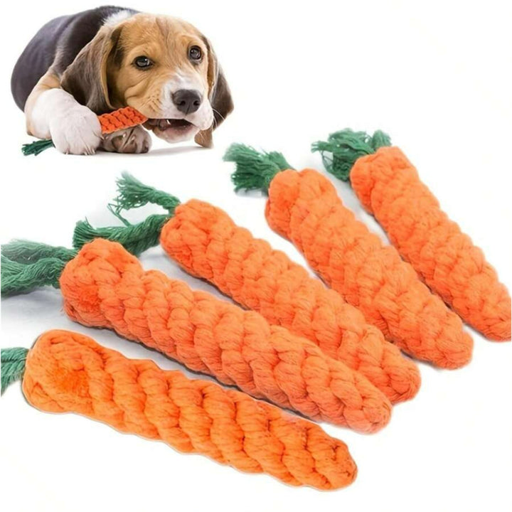 Dog Toy | High-Quality Cotton Rope Carrot Shape | Durable Chew Toy for Dental Health 1