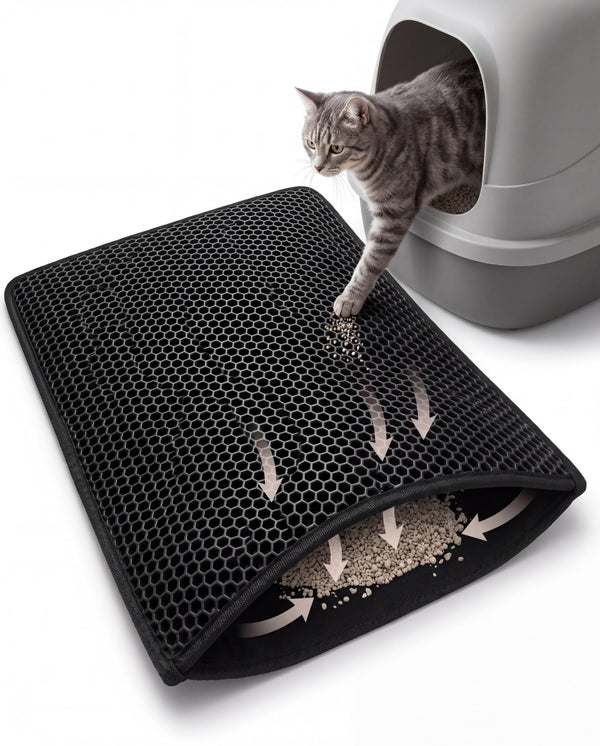 Honeycomb Cat Litter Mat black