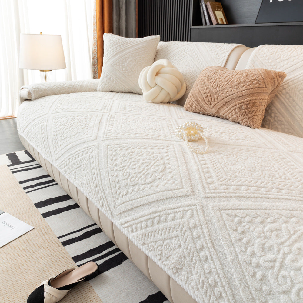 All Season Nordic Style Carved Plush Decorative Non-Slip Cozy Couch Cover