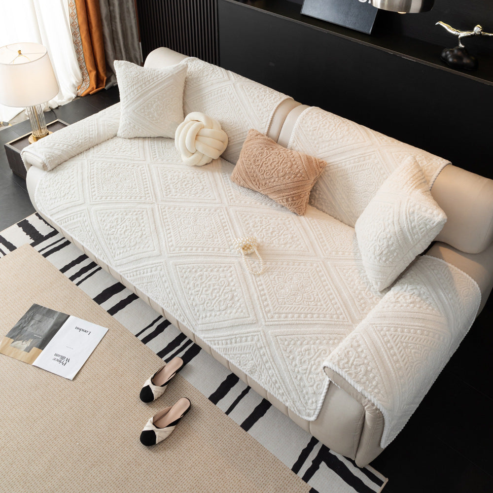 All Season Nordic Style Carved Plush Decorative Non-Slip Cozy Couch Cover