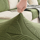 Modern Leaf Jacquard Water-Repellent Anti-Scratch Stretch Full Wrap Sectional Premium Couch Cover