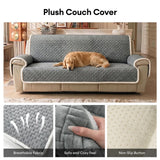 One-Piece Plush Scratch-Resistant Large Deluxe Couch Covers with Elastic Straps