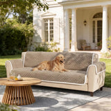 One-Piece Plush Scratch-Resistant Large Deluxe Couch Covers with Elastic Straps
