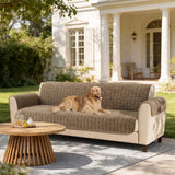 One-Piece Soft Pet-Friendly Short Plush Sofa Protection Non-Slip Snug Couch Cover