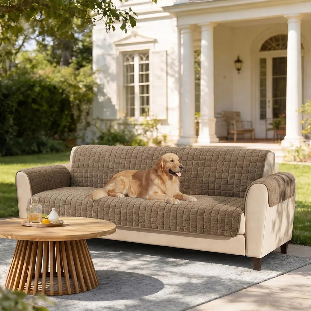 One-Piece Soft Pet-Friendly Short Plush Sofa Protection Non-Slip Snug Couch Cover
