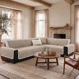 One-Piece Plush Scratch-Resistant Large Deluxe Couch Covers with Elastic Straps