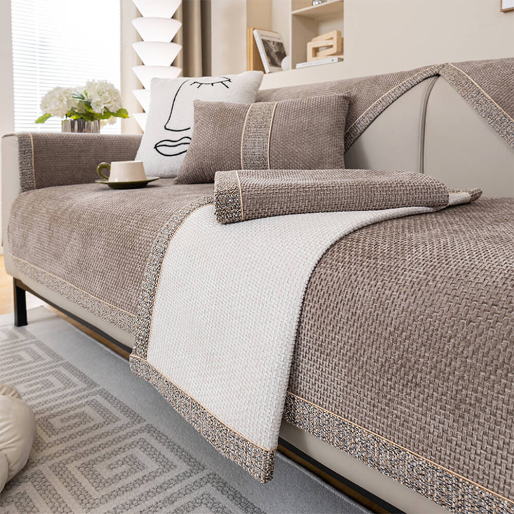 All-Season Modern Tweed Woven Chenille Anti-Slip Sleek Couch Cover