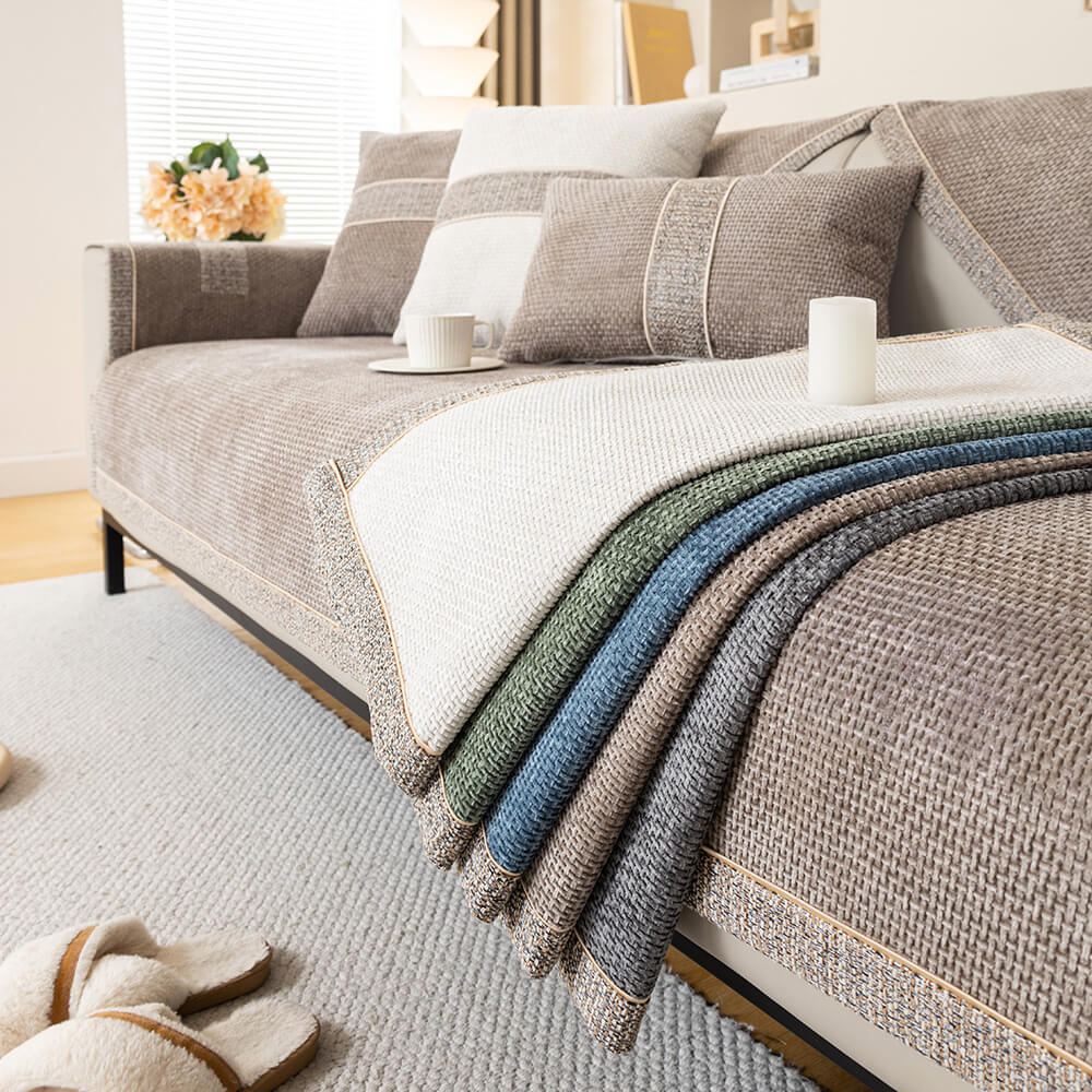 All-Season Modern Tweed Woven Chenille Anti-Slip Sleek Couch Cover