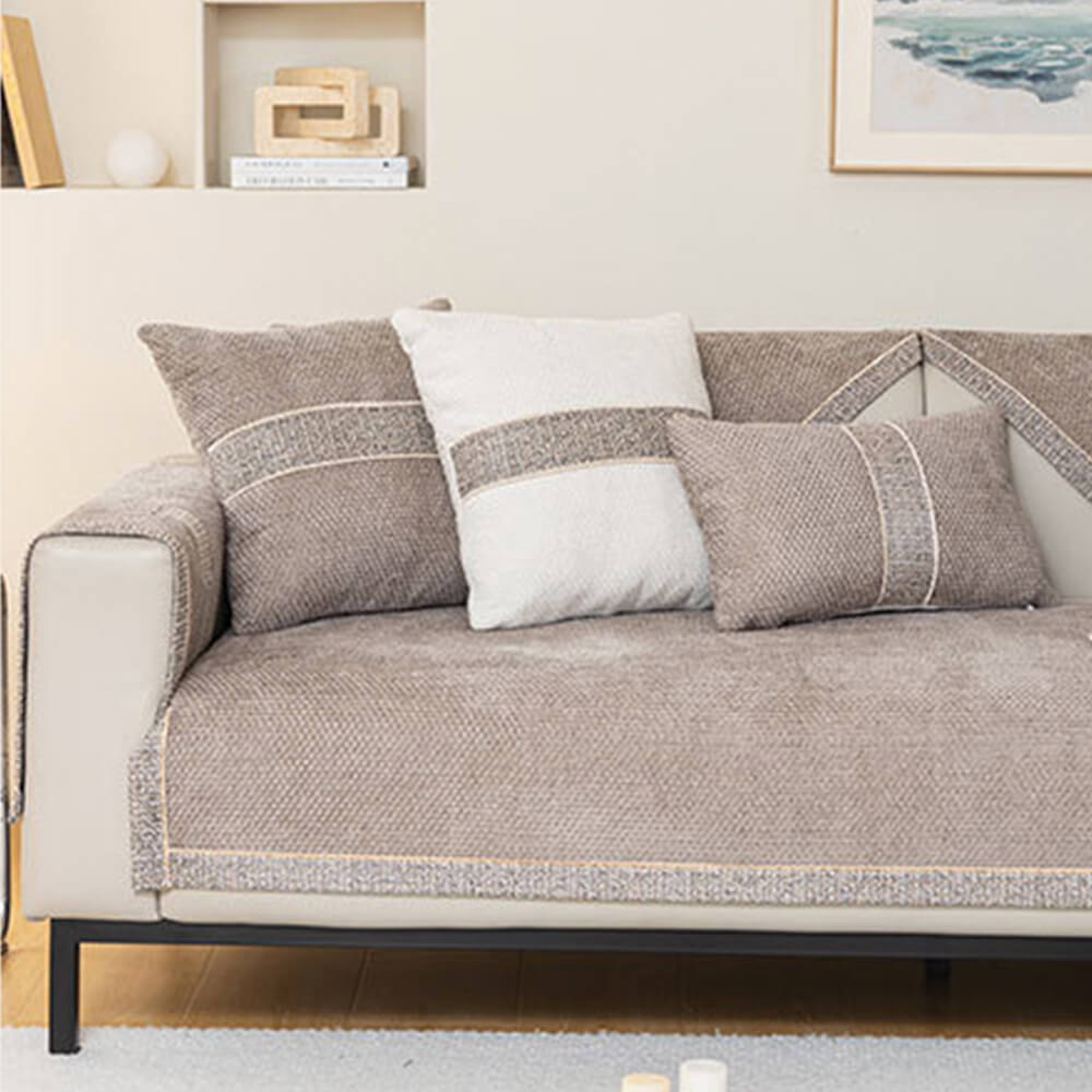 All-Season Modern Tweed Woven Chenille Anti-Slip Sleek Couch Cover