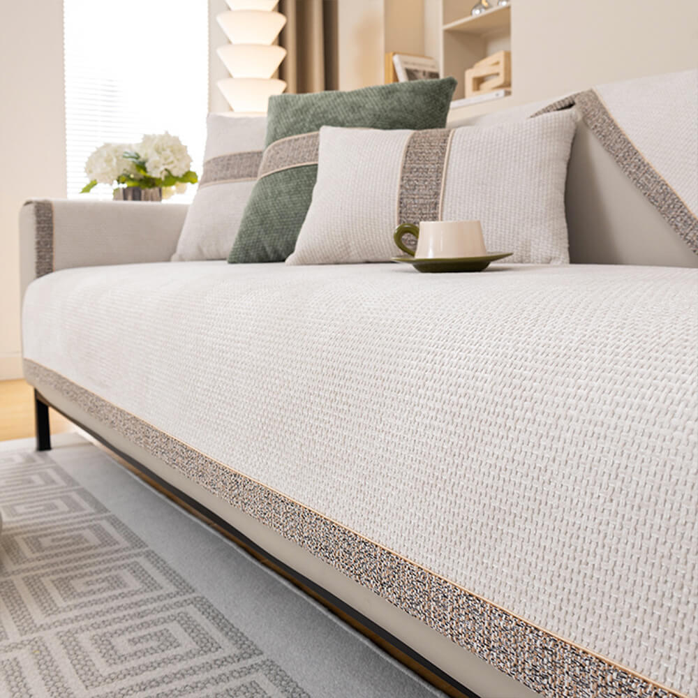 All-Season Modern Tweed Woven Chenille Anti-Slip Sleek Couch Cover