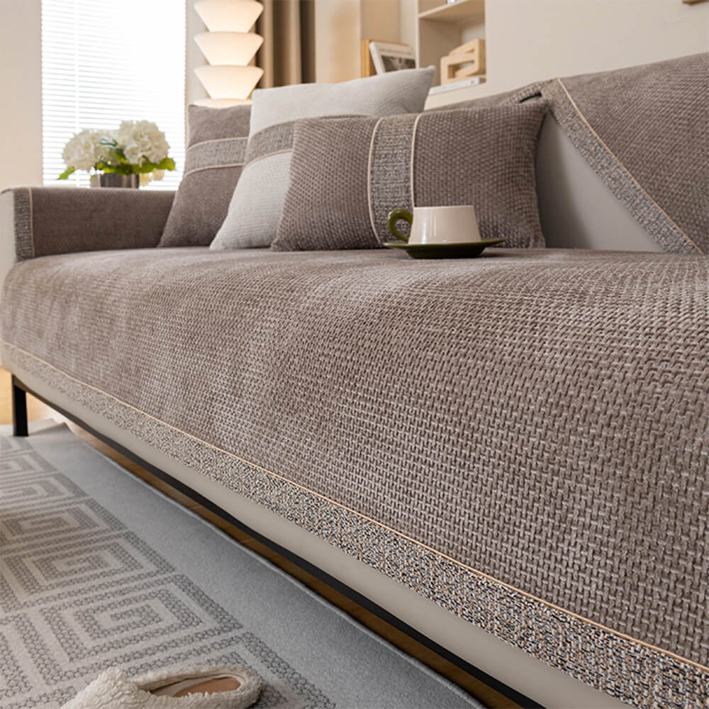 All-Season Modern Tweed Woven Chenille Anti-Slip Sleek Couch Cover