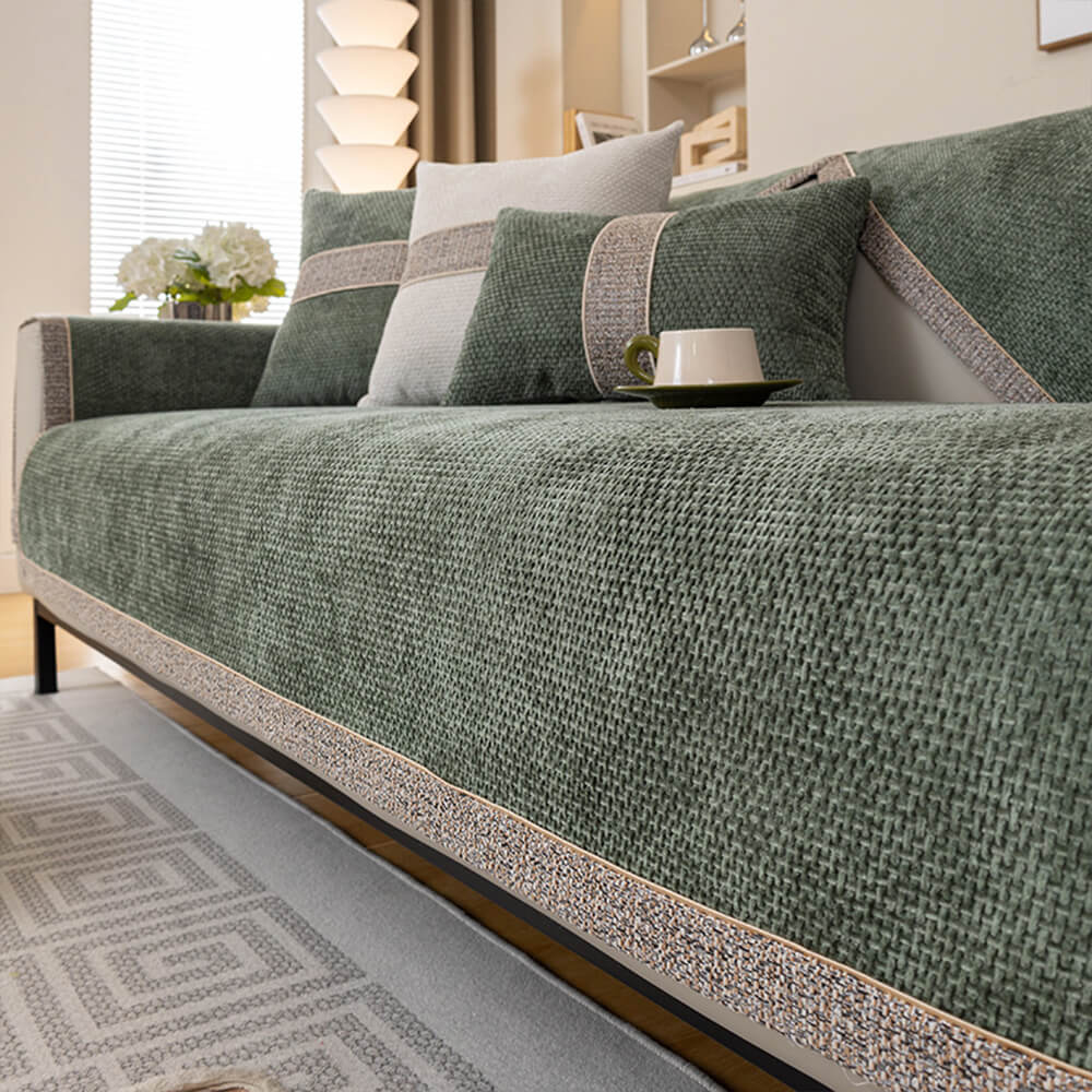 All-Season Modern Tweed Woven Chenille Anti-Slip Sleek Couch Cover