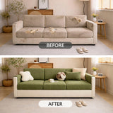 Vertical Stripe Corduroy Anti-Scratch Stretch Full-Cover Sectional Cozy Couch Cover