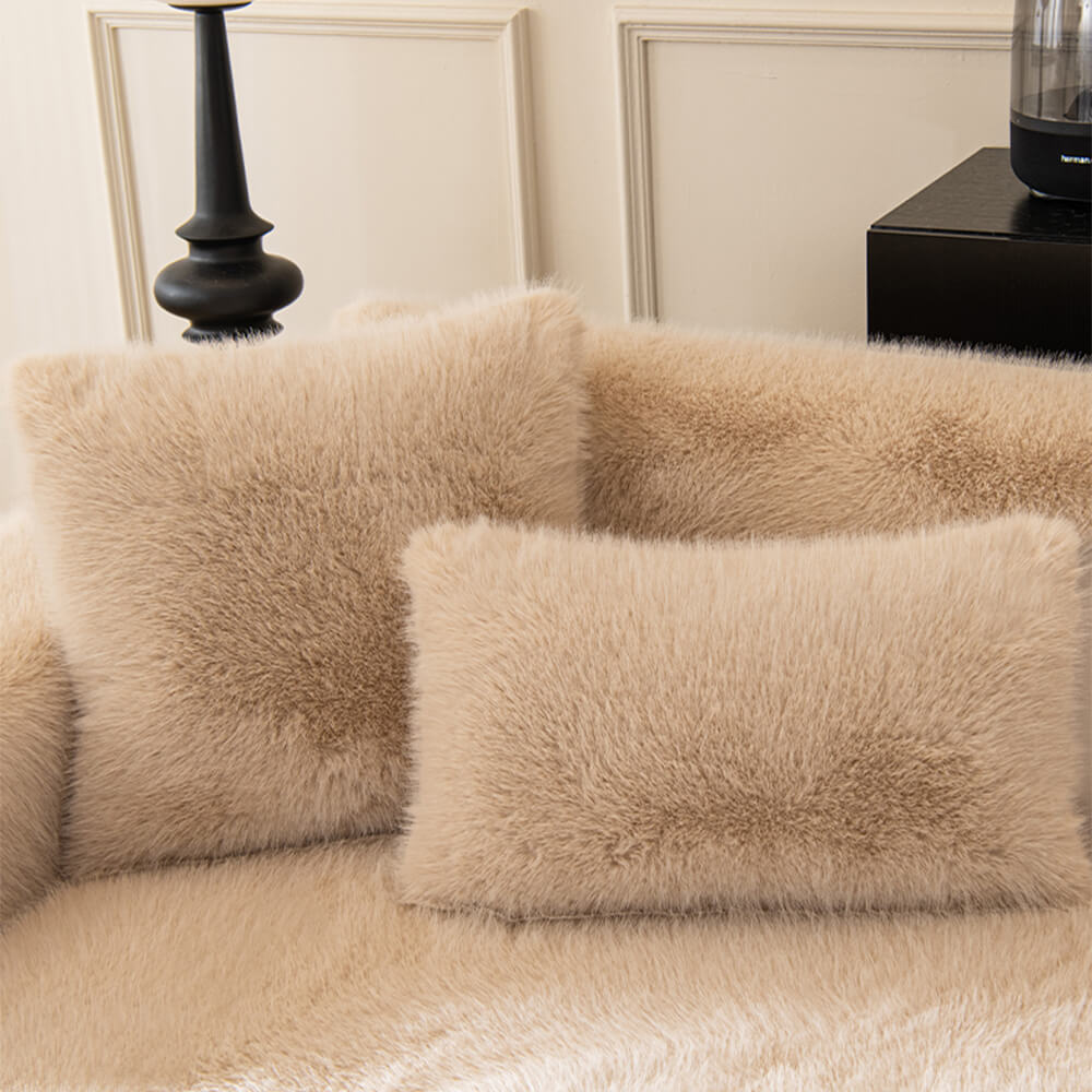 Warm Thick Faux Fur Sofa Protector Non-Slip Deluxe Couch Cover