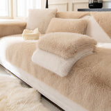 Warm Thick Faux Fur Sofa Protector Non-Slip Deluxe Couch Cover