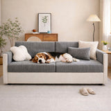 Vertical Stripe Corduroy Anti-Scratch Stretch Full-Cover Sectional Cozy Couch Cover