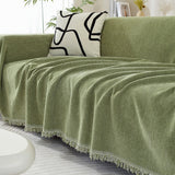 Chenille Blanket Herringbone Tassel All-Season Couch Cover