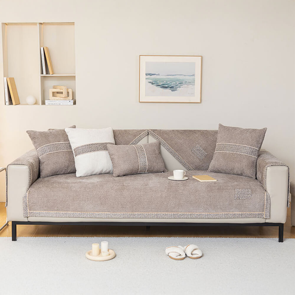 All-Season Modern Tweed Woven Chenille Anti-Slip Sleek Couch Cover