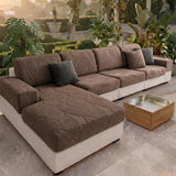 Modern Leaf Jacquard Water-Repellent Anti-Scratch Stretch Full Wrap Sectional Premium Couch Cover