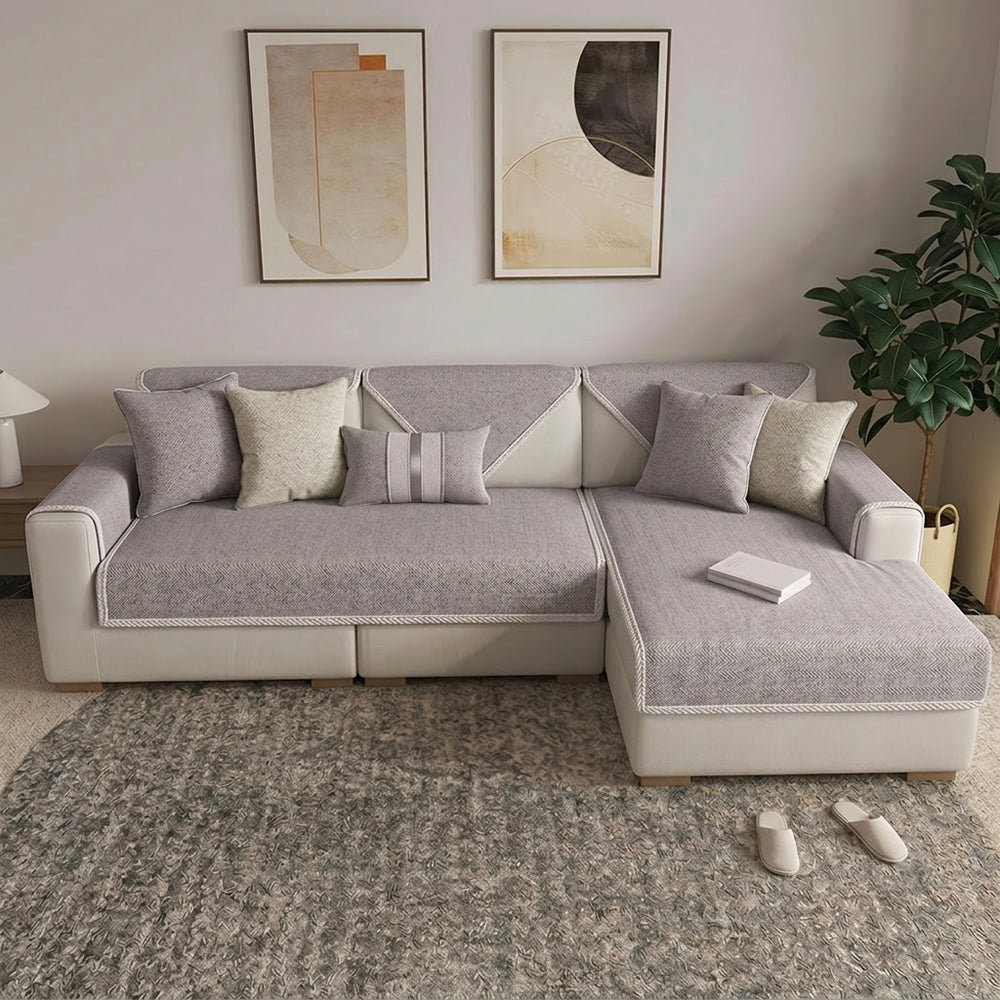 Breathable Woven Cotton Linen Non-Slip Reinforced Couch Cover