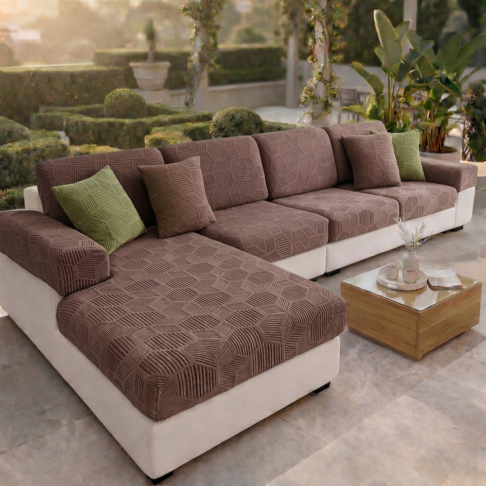 Honeycomb Pattern Water-resistant Stretch Full-Cover Magic Outdoor Elegant Couch Cover