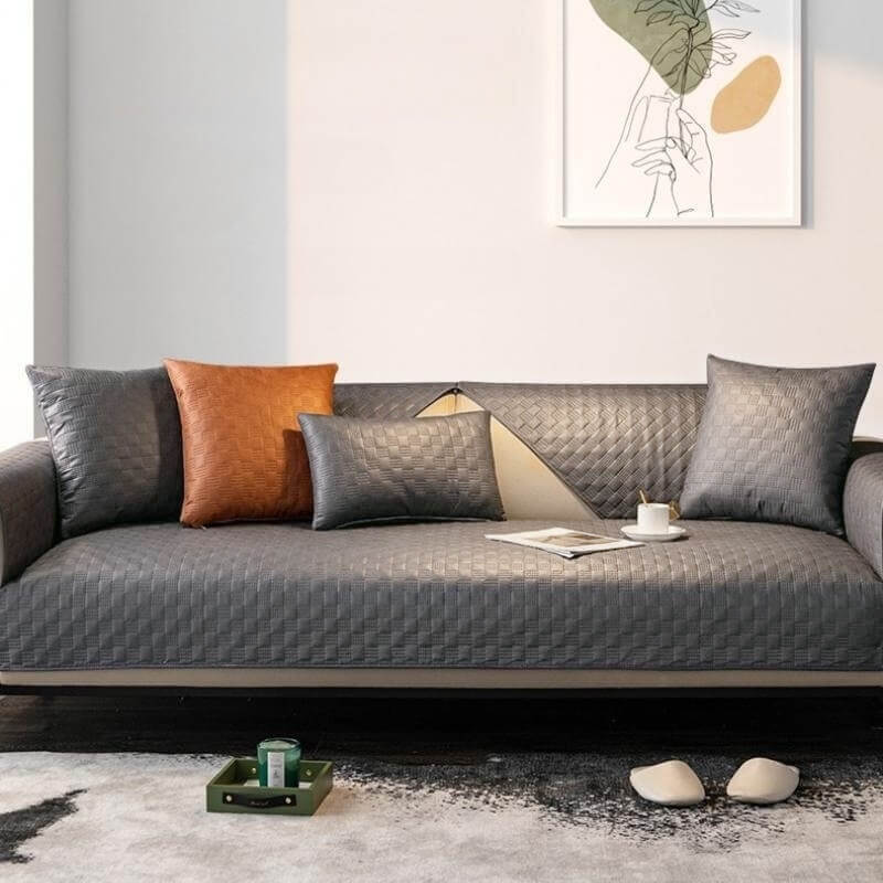 Water-resistant Leathaire Fabric Sofa Cover Furniture Protection Sleek Couch Cover