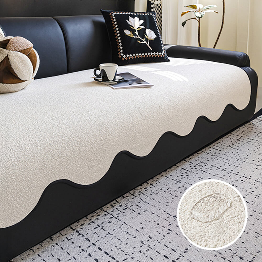 Water-repellent Teddy Fleece Non-Slip Straight Stretch Couch Cover