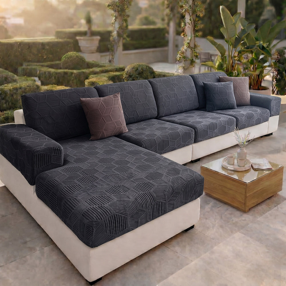 Honeycomb Pattern Water-resistant Stretch Full-Cover Magic Outdoor Elegant Couch Cover