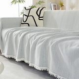 Chenille Blanket Herringbone Tassel All-Season Couch Cover