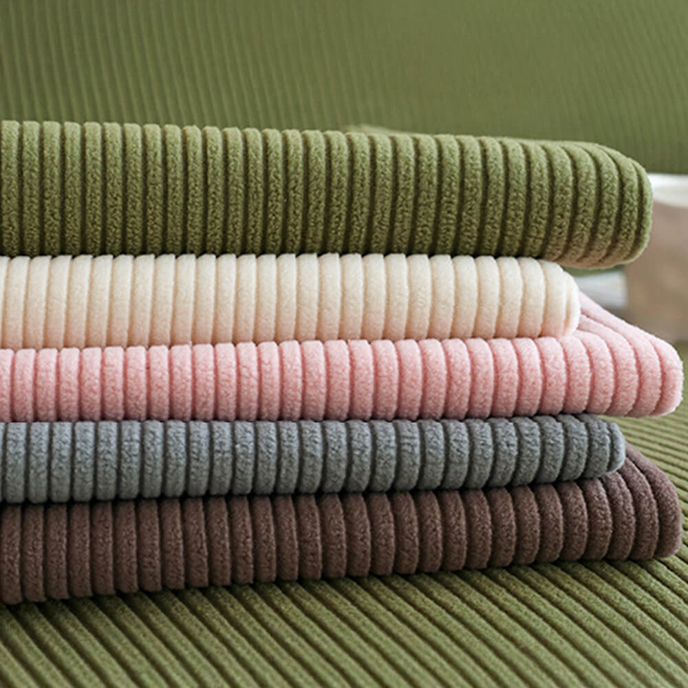 Vertical Stripe Corduroy Anti-Scratch Stretch Full-Cover Sectional Cozy Couch Cover
