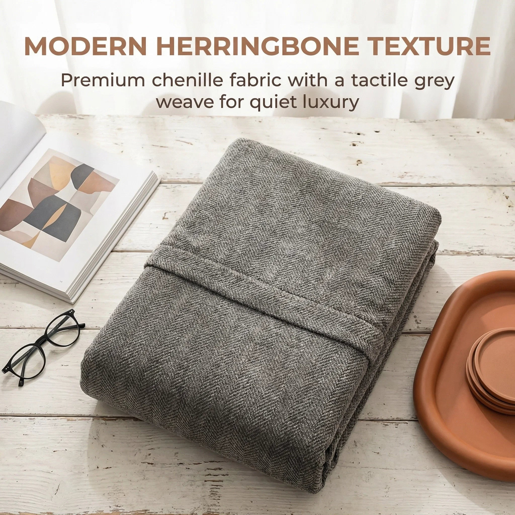 Herringbone Full Coverage Scratch-Resistant Sofa Protection Magic Stretch Cozy Couch Cover