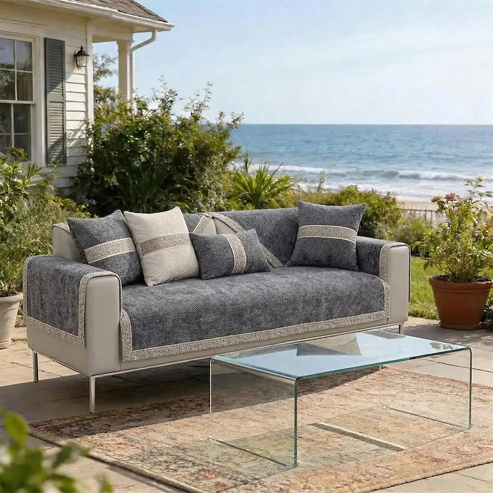 All-Season Modern Tweed Woven Chenille Anti-Slip Sleek Couch Cover