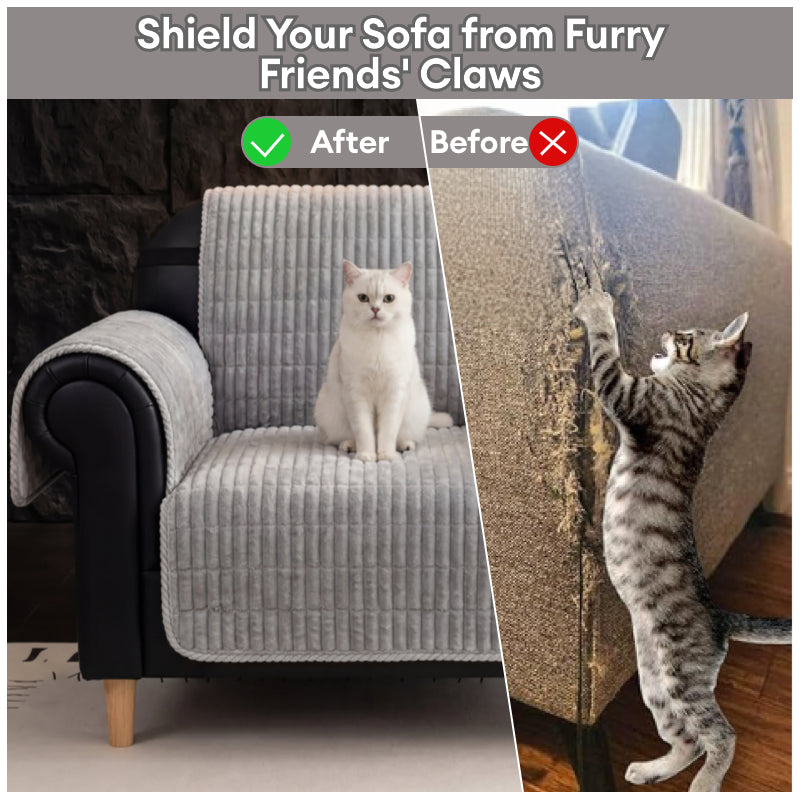 Waterproof One-Piece Cozy Flannel Sofa Protection Non-Slip Recliner Anti-Slip Couch Covers