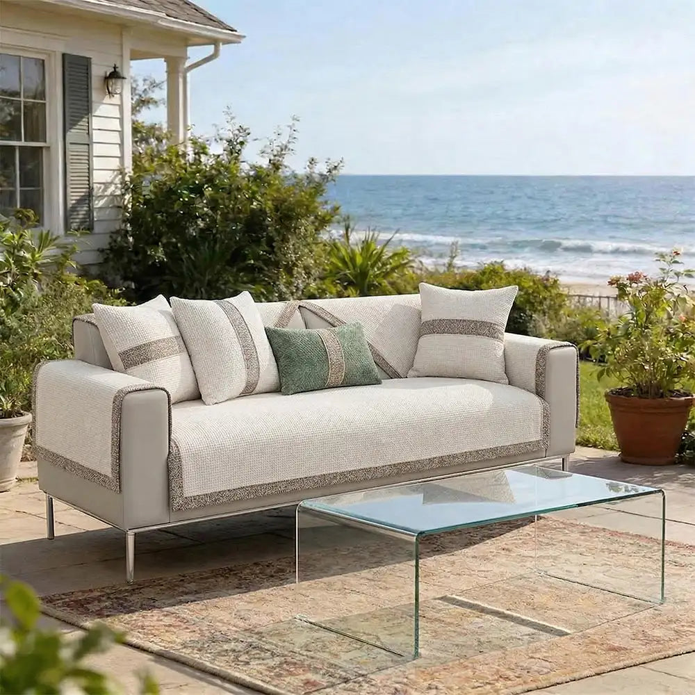 All-Season Modern Tweed Woven Chenille Anti-Slip Sleek Couch Cover