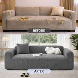 Herringbone Full Coverage Scratch-Resistant Sofa Protection Magic Stretch Cozy Couch Cover