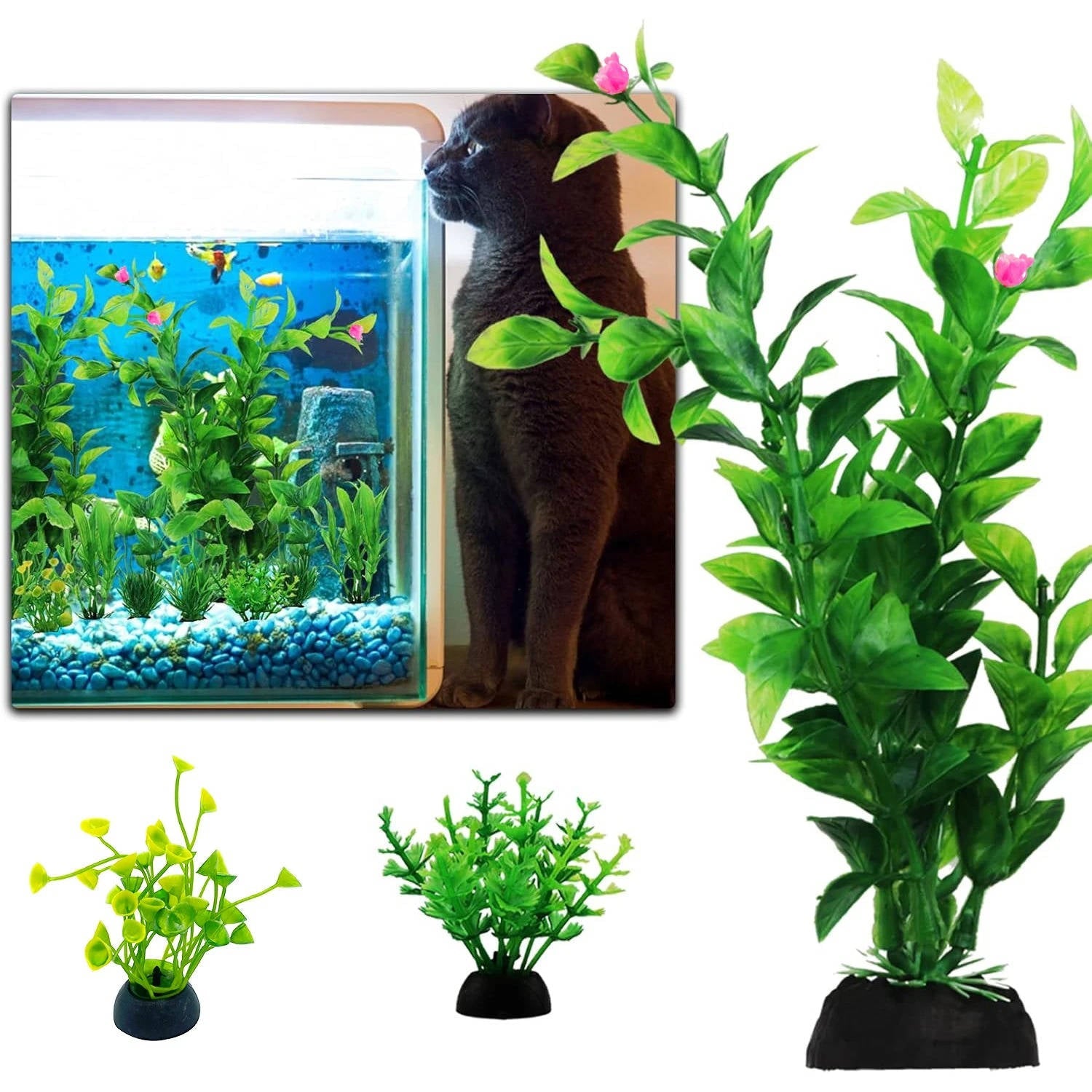 Aquarium Decoration | Realistic Green Plastic Plants | Versatile Underwater Hideaway 3