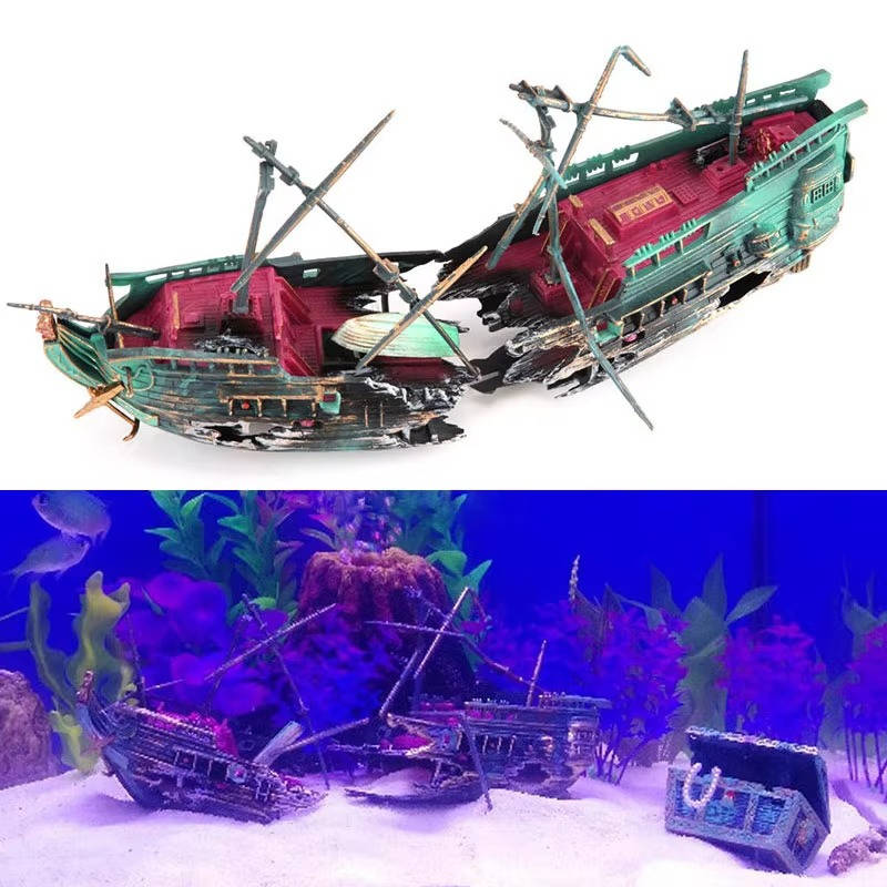 Aquarium Decoration | Sunken Boat | Realistic Underwater Scene | Fish-Friendly 2