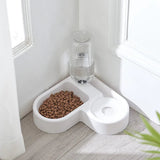 Automatic Pet Feeder | Durable Plastic 2-in-1 Food and Water Dispenser | Space-Saving Corner Design 0