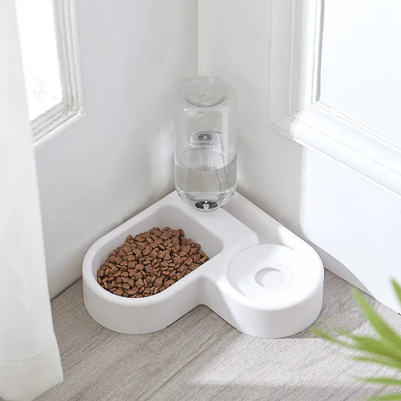 Automatic Pet Feeder | Durable Plastic 2-in-1 Food and Water Dispenser | Space-Saving Corner Design 0