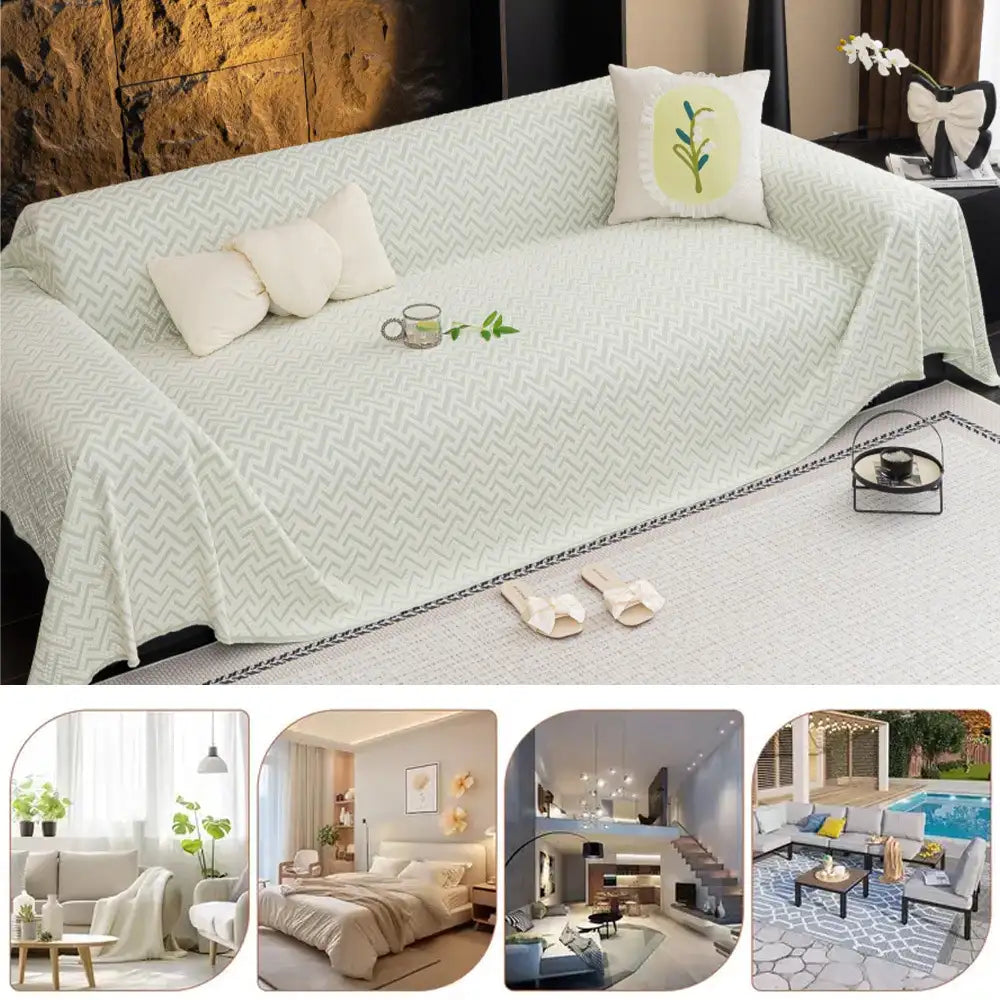 Breathable Cooling Ice Silk Heat-Absorbing Large Sofa Blanket Stretch Couch Cover