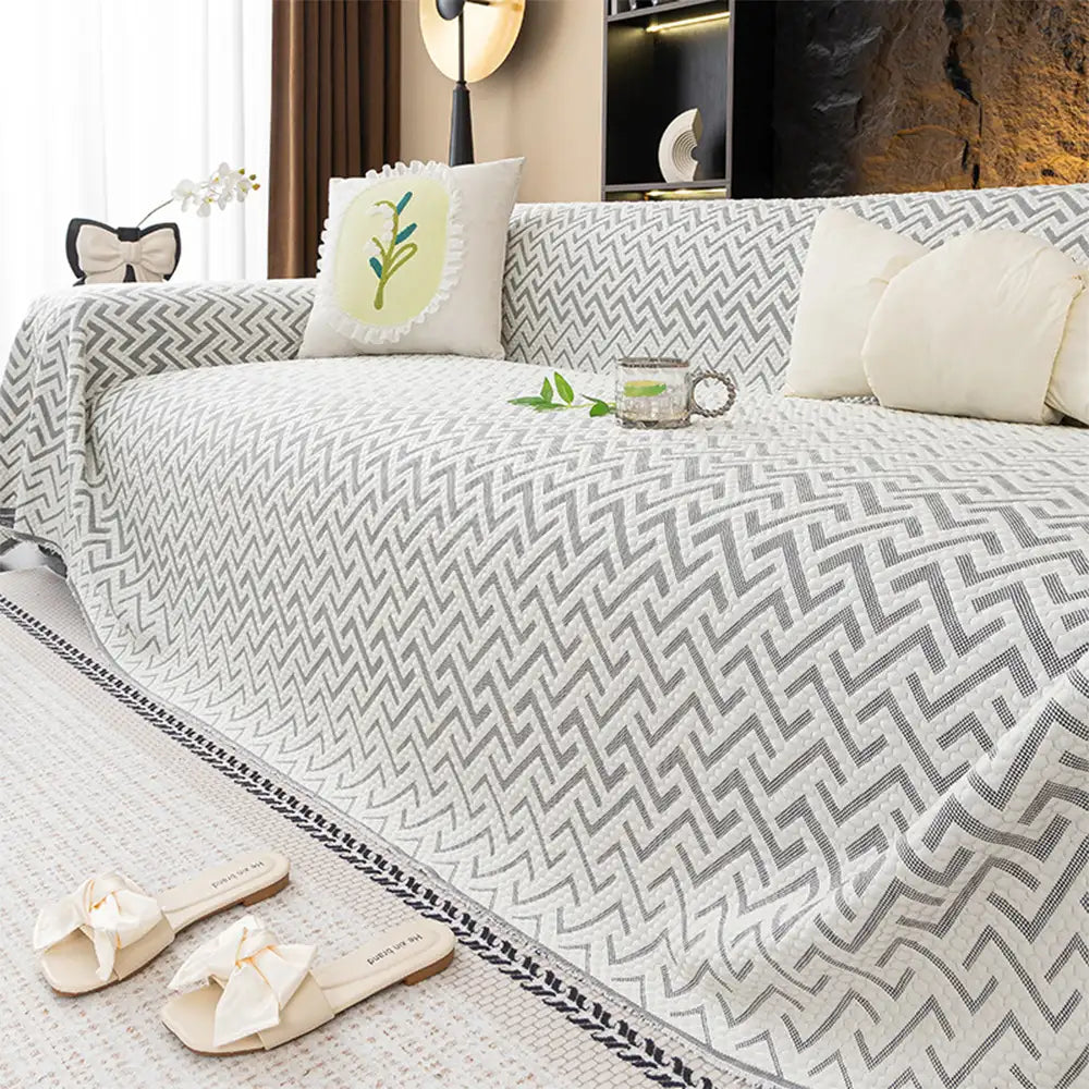 Breathable Cooling Ice Silk Heat-Absorbing Large Sofa Blanket Stretch Couch Cover