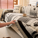 Cartoon Paw Print Chenille Anti-Scratch Throw Anti-Slip Couch Cover