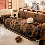 Cartoon Paw Print Chenille Anti-Scratch Throw Anti-Slip Couch Cover