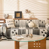 Cartoon Paw Print Chenille Anti-Scratch Throw Anti-Slip Couch Cover