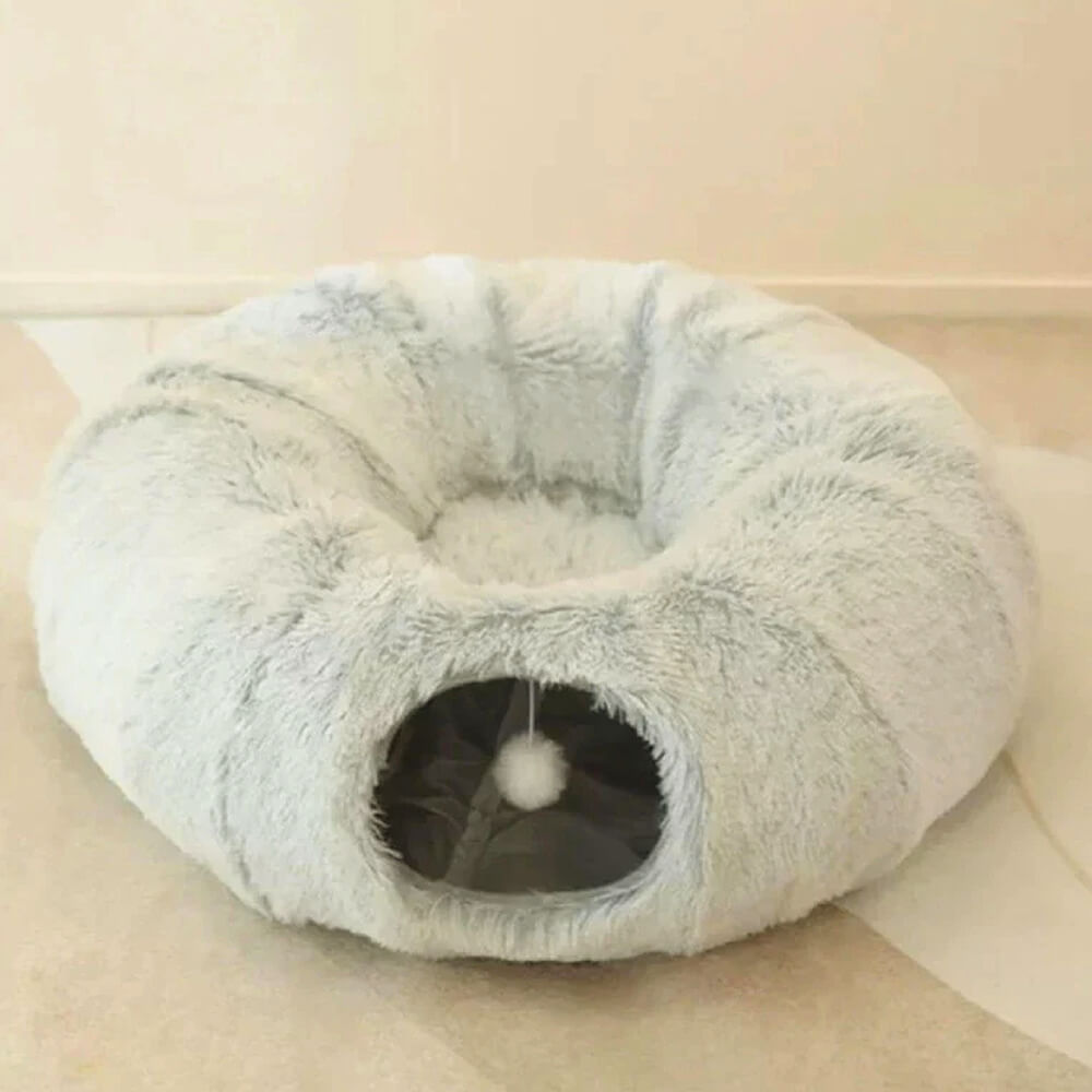 Cat Bed | Plush 2-in-1 Tunnel & Bed | Cozy Interactive Design for Cats 2
