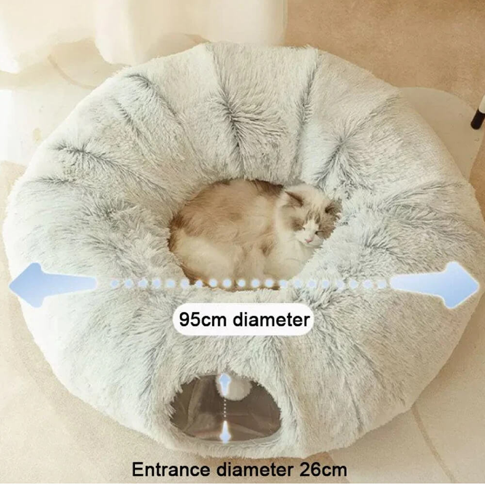 Cat Bed | Plush 2-in-1 Tunnel & Bed | Cozy Interactive Design for Cats 7