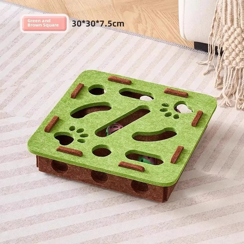 Cat Interactive Puzzle Toy Box | Durable Felt Play Station for Indoor Cats 5