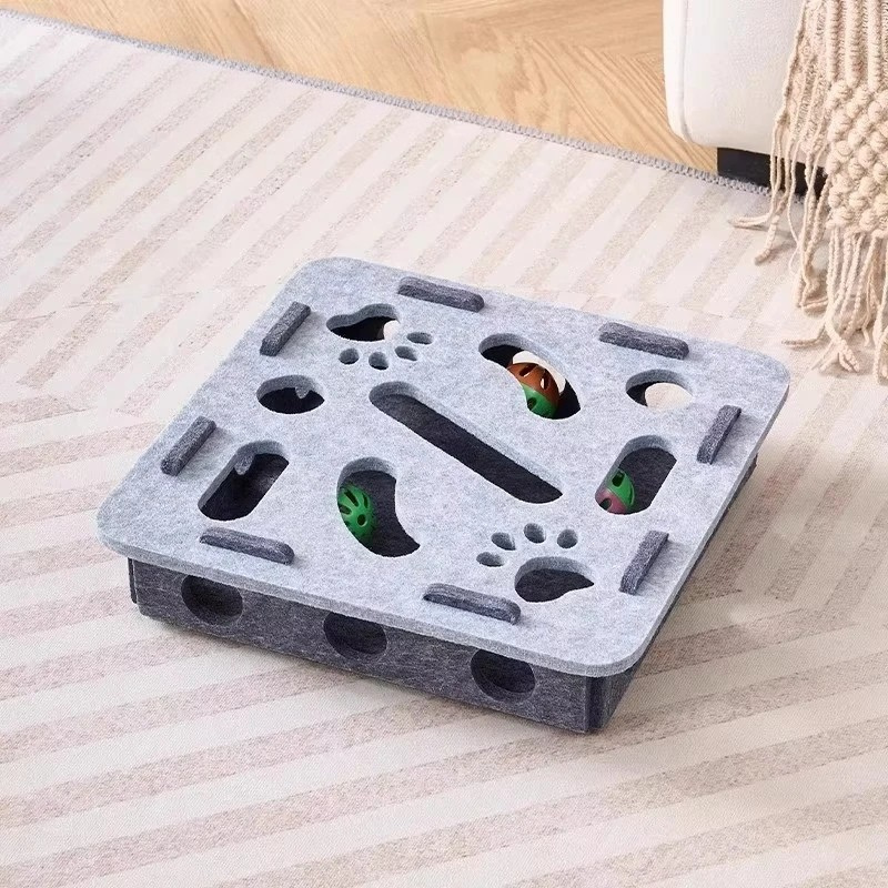 Cat Interactive Puzzle Toy Box | Durable Felt Play Station for Indoor Cats 9